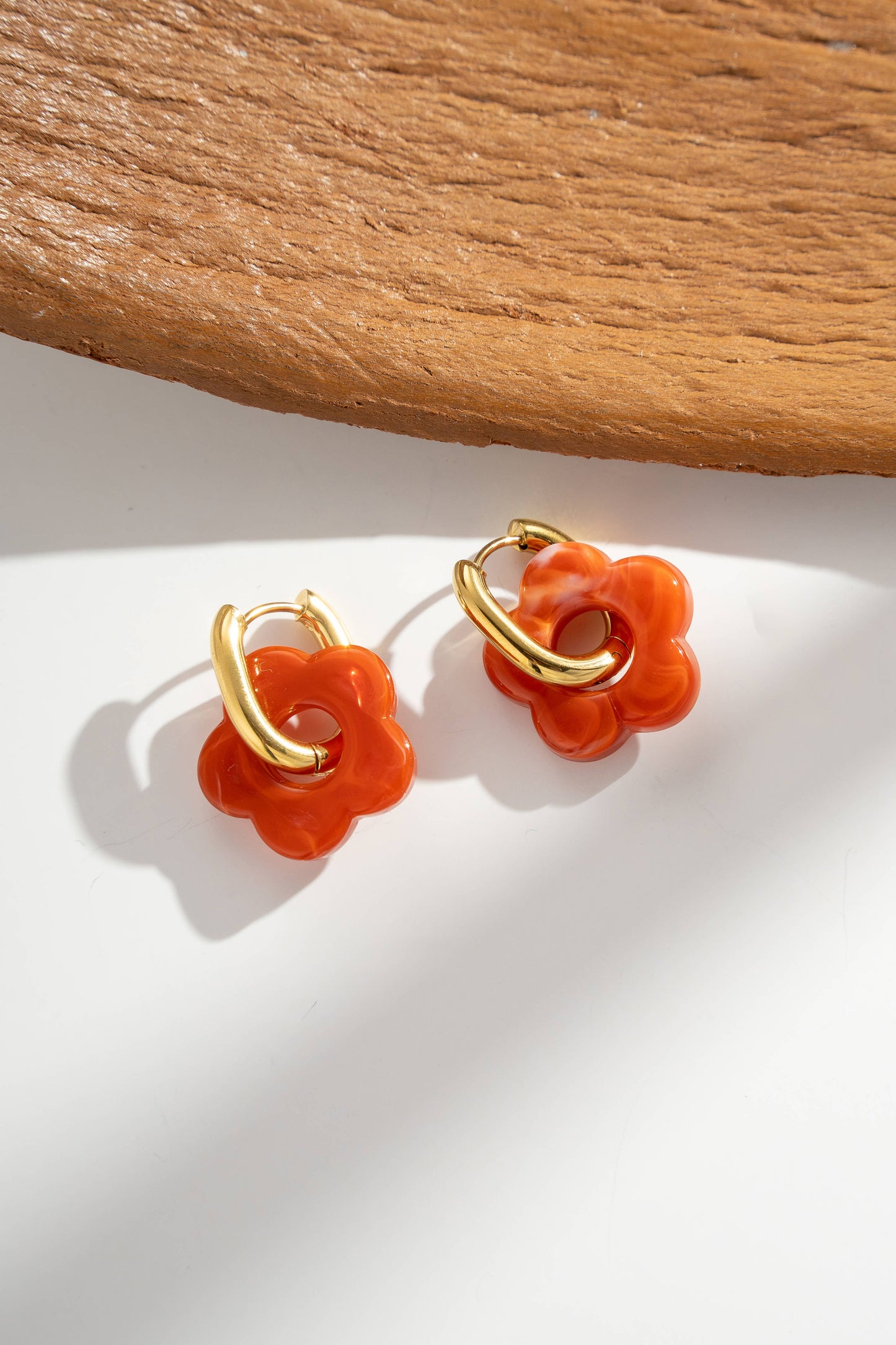 Boucles Acier inoxydable Fleurs Résine colorés