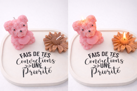 Plateau résine message et ses bougies