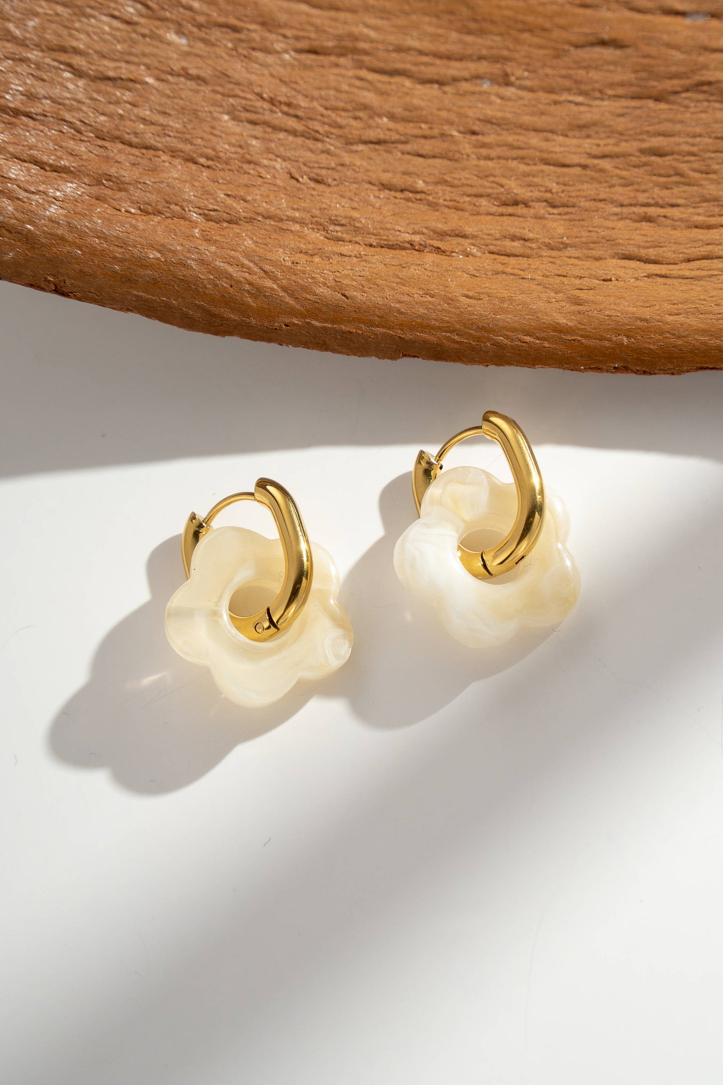 Boucles Acier inoxydable Fleurs Résine colorés