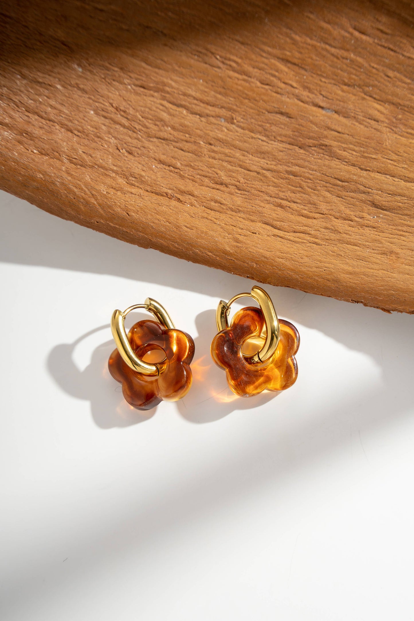 Boucles Acier inoxydable Fleurs Résine colorés
