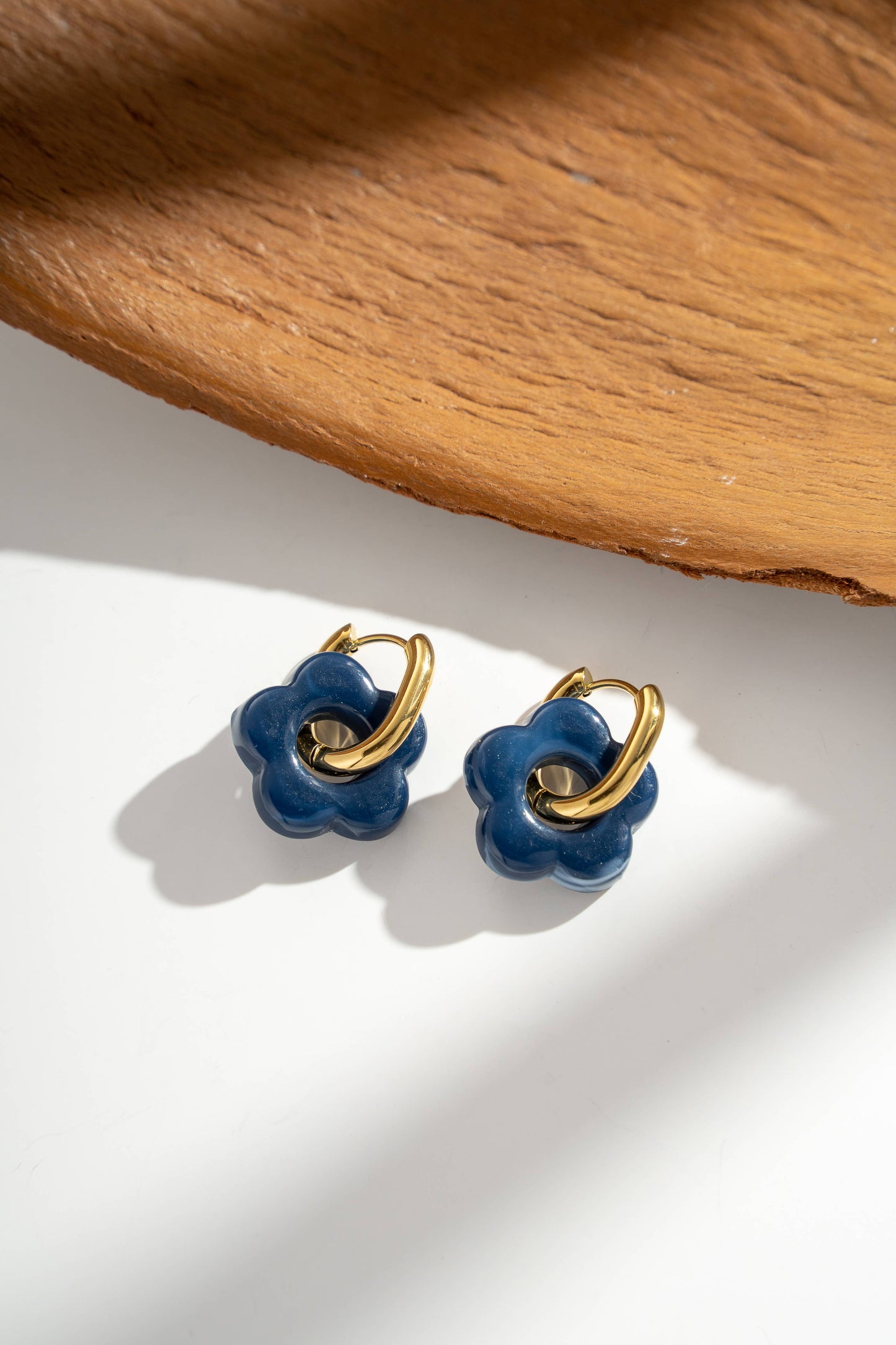 Boucles Acier inoxydable Fleurs Résine colorés