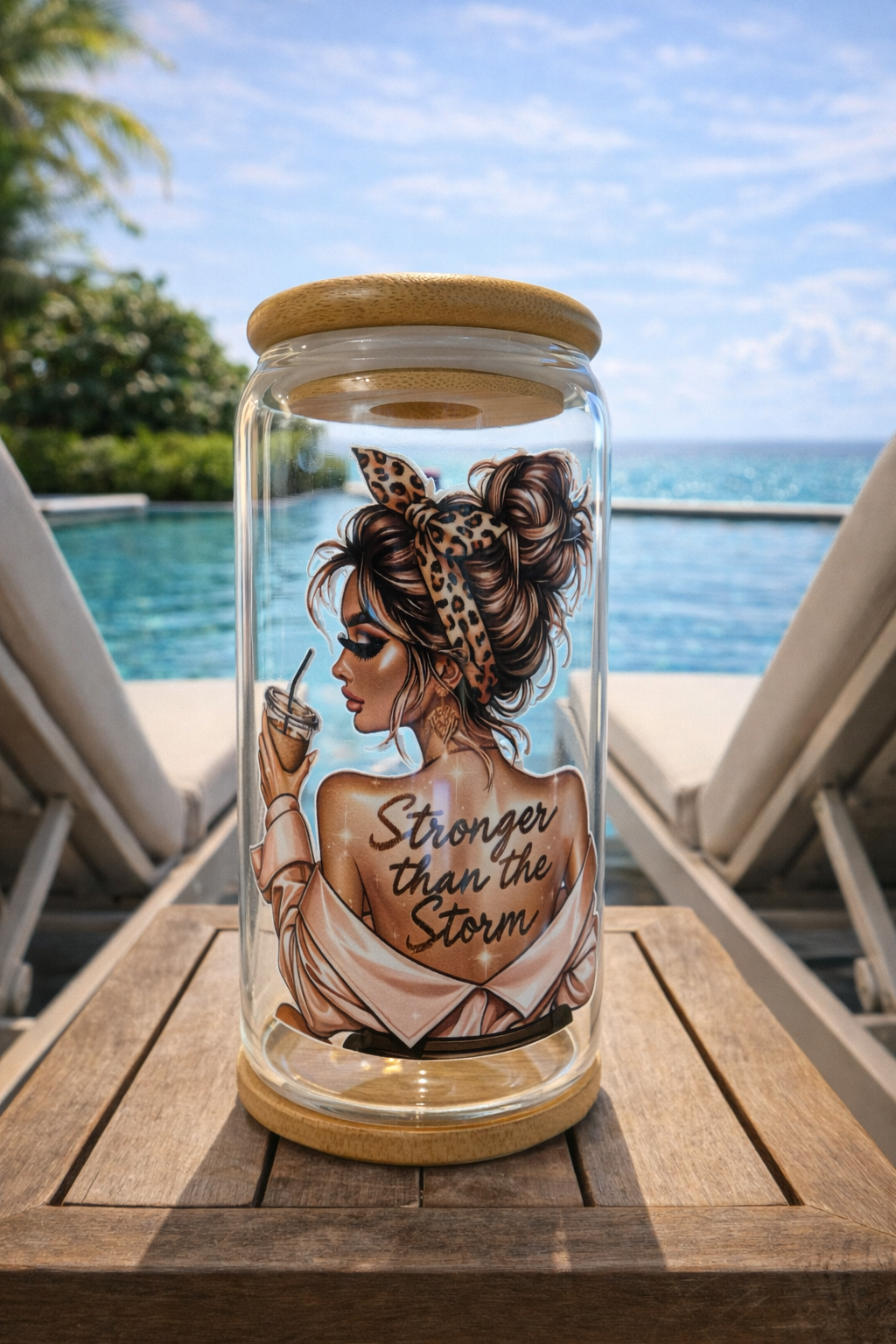 VERRE ILLUSTRE AVEC PAILLE Girl power