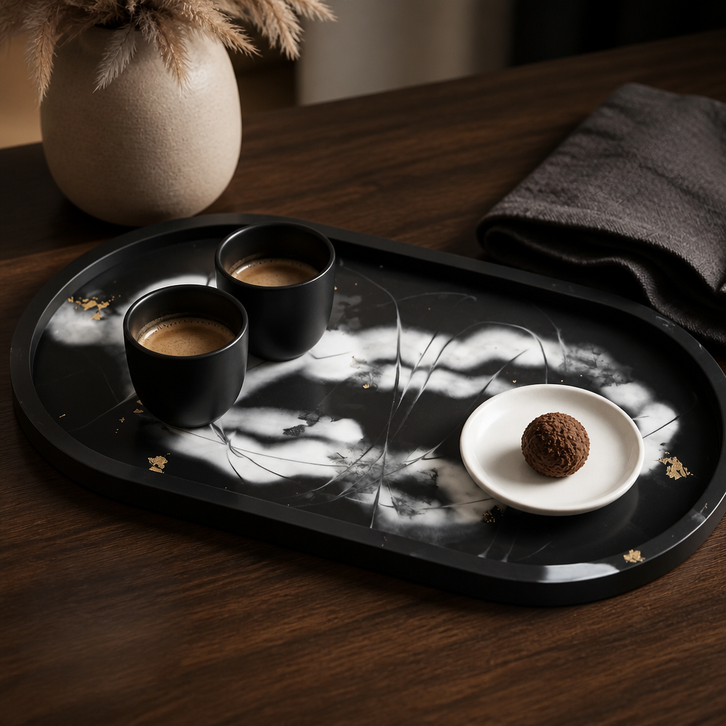 Plateau/ vide poche  décoratif artisanal – Collection Élégance Marbrée